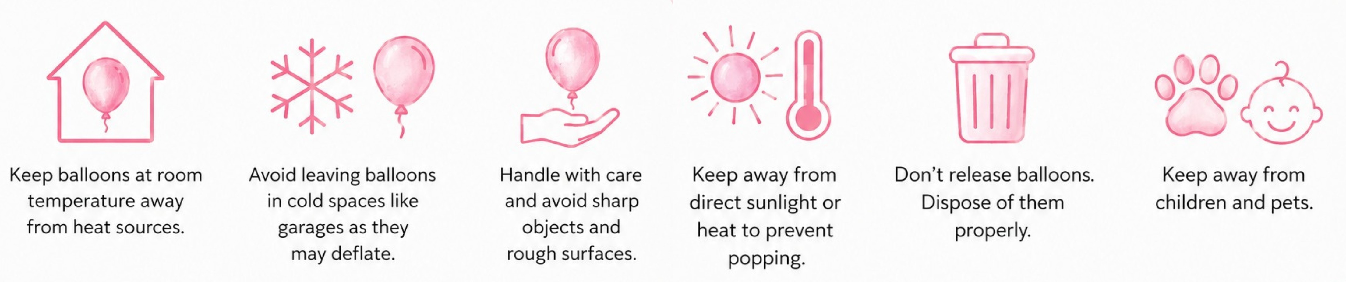 Piper's Parties balloon care guidelines for premium balloon garlands